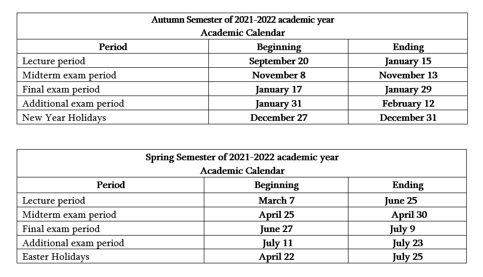 Academic Calendar | European University